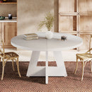 Round Dining Table for 4, 47" Wooden Kitchen Table Farmhouse Dinner Table