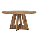 Round Dining Table for 4, 47" Wooden Kitchen Table Farmhouse Dinner Table