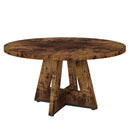 Round Dining Table for 4, 47" Wooden Kitchen Table Farmhouse Dinner Table