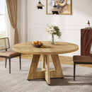 Round Dining Table for 4, 47" Wooden Kitchen Table Farmhouse Dinner Table