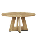 Round Dining Table for 4, 47" Wooden Kitchen Table Farmhouse Dinner Table