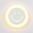 GobekUsa Round LED Smiley Wall Sconce Kit - Thin & Acrylic, Warm/White Light for Bedroom