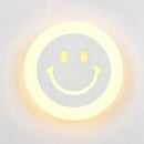 GobekUsa Round LED Smiley Wall Sconce Kit - Thin & Acrylic, Warm/White Light for Bedroom