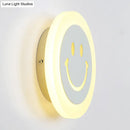 GobekUsa Round LED Smiley Wall Sconce Kit - Thin & Acrylic, Warm/White Light for Bedroom