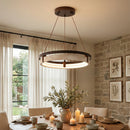Round Orbit Travertine Chandelier