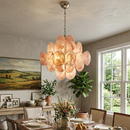 Round Pink Glass Chandelier