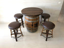 Whiskey & Wine Barrel Round Wood Top — Wire-Brushed Oak, Fits 53–59 Gal