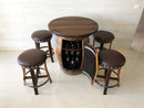 Whiskey & Wine Barrel Round Wood Top — Wire-Brushed Oak, Fits 53–59 Gal