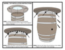 Whiskey & Wine Barrel Round Wood Top — Wire-Brushed Oak, Fits 53–59 Gal