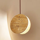 Round Travertine Solstice Stone Pendant Light