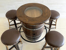 Whiskey & Wine Barrel Round Top with Glass Center — Wire-Brushed Oak, Fits 53–59 Gal (October Pre-Order)