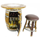 Whiskey & Wine Barrel Round Top with Glass Center — Wire-Brushed Oak, Fits 53–59 Gal (October Pre-Order)