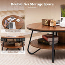 33.5 Inch Round Coffee Table with Wood Grain Finish and Heavy-duty Metal Frame-Walnut by LJGDeals