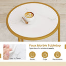 Round Nesting Table Set of 2 with Marble-like Tabletop-White by LJGDeals