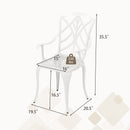 Set of 4 Cast Aluminum Patio Dining Chairs with Armrests and Decorative Patterns