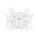 Set of 4 Cast Aluminum Patio Dining Chairs with Armrests and Decorative Patterns