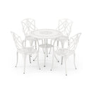Set of 4 Cast Aluminum Patio Dining Chairs with Armrests and Decorative Patterns by LJGDeals