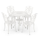 Set of 4 Cast Aluminum Patio Dining Chairs with Armrests and Decorative Patterns