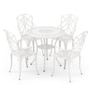 Set of 4 Cast Aluminum Patio Dining Chairs with Armrests and Decorative Patterns by LJGDeals