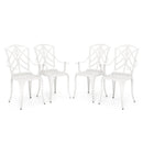 Set of 4 Cast Aluminum Patio Dining Chairs with Armrests and Decorative Patterns by LJGDeals