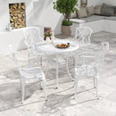 Set of 4 Cast Aluminum Patio Dining Chairs with Armrests and Decorative Patterns by LJGDeals