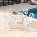 31.5 Inch Round Patio Dining Table for 4 Cast Aluminum with 2-Inch Umbrella Hole by LJGDeals