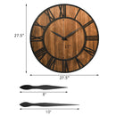 27 Inch Round Wall Clock Decorative Wooden Silent Clock with Battery by LJGDeals