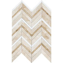 Royal Beige Multi Finish Chevron Fusion Waterjet Marble Mosaics 16x11 7/8