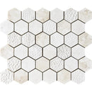 Royal Beige Textured Hexagon 2 Marble Mosaics 10 3/8x12