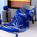 GobekUsa Blue Knitted Sofa Blanket for All Seasons at Home