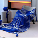 GobekUsa Blue Knitted Sofa Blanket for All Seasons at Home
