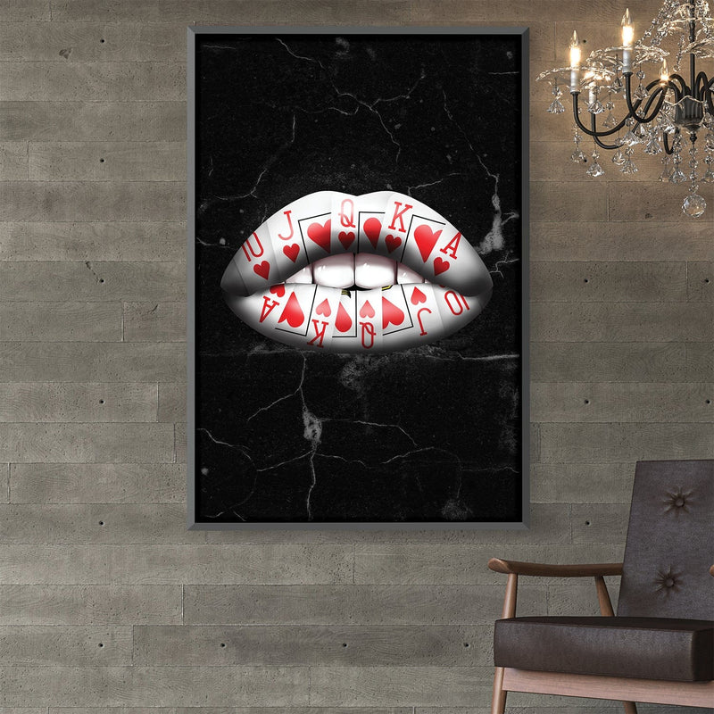 Royal Flush Lips - Hearts Canvas