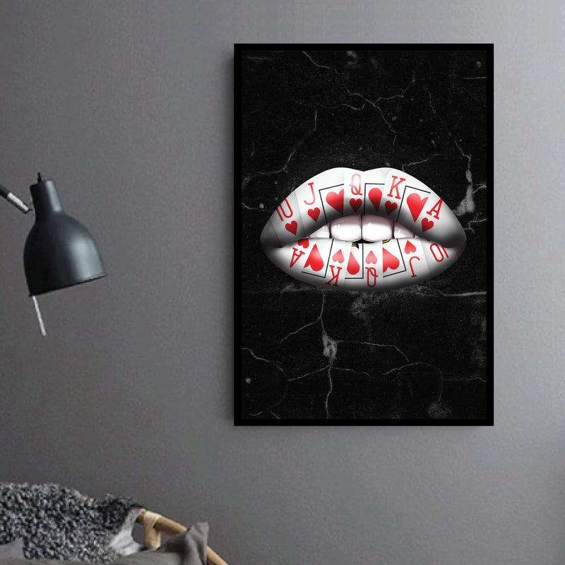 Royal Flush Lips - Hearts Canvas