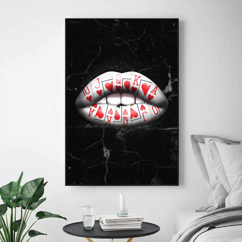 Royal Flush Lips - Hearts Canvas