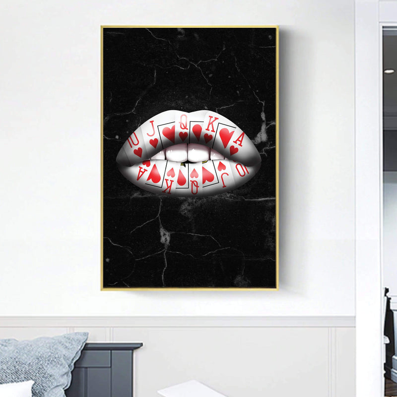 Royal Flush Lips - Hearts Canvas