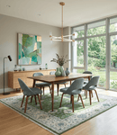Royal Green and Ivory Wool Area Rug - Hand Knotted Oushak Traditional
