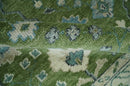 Royal Green and Ivory Wool Area Rug - Hand Knotted Oushak Traditional