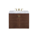 James Martin Amberly 30" Dual Mount Single Bathroom Vanity, Mid-Century Walnut