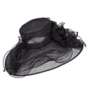 2 Roses Accent Wide Organza Hat