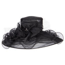 2 Roses Accent Wide Organza Hat