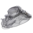 2 Roses Accent Wide Organza Hat