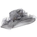 2 Roses Accent Wide Organza Hat