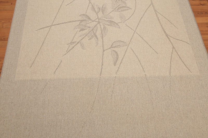 5'3" x 7'4" Contemporary Flat Pile Belgian 100% Wool Area Rug Beige