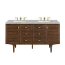 James Martin Amberly 60" Dual Mount Double Bathroom Vanity, Mid-Century Walnut