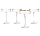 Ribbed Coupe Cocktail Glasses With Gold Rim 8 oz | Set of 4