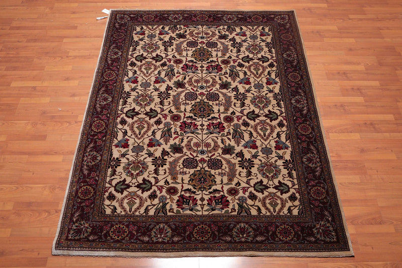 6'1" x 8'7" Hand Knotted 250 KPSI Superfine Wool Oriental Area rug Beige