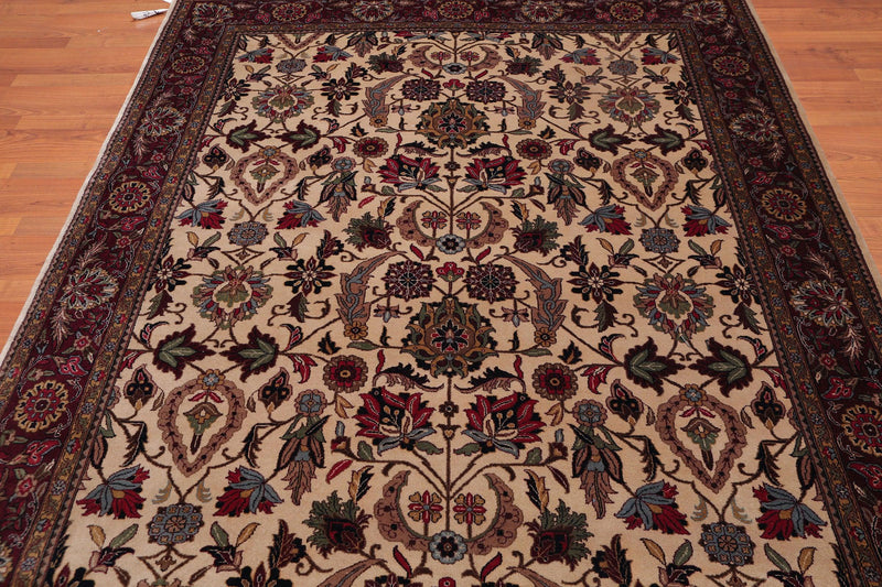 6'1" x 8'7" Hand Knotted 250 KPSI Superfine Wool Oriental Area rug Beige
