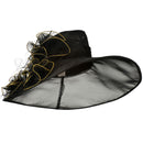 3 Flowers Organza Hat with Ruffles Trimming