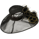 3 Flowers Organza Hat with Ruffles Trimming