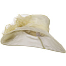 3 Flowers Organza Hat with Ruffles Trimming